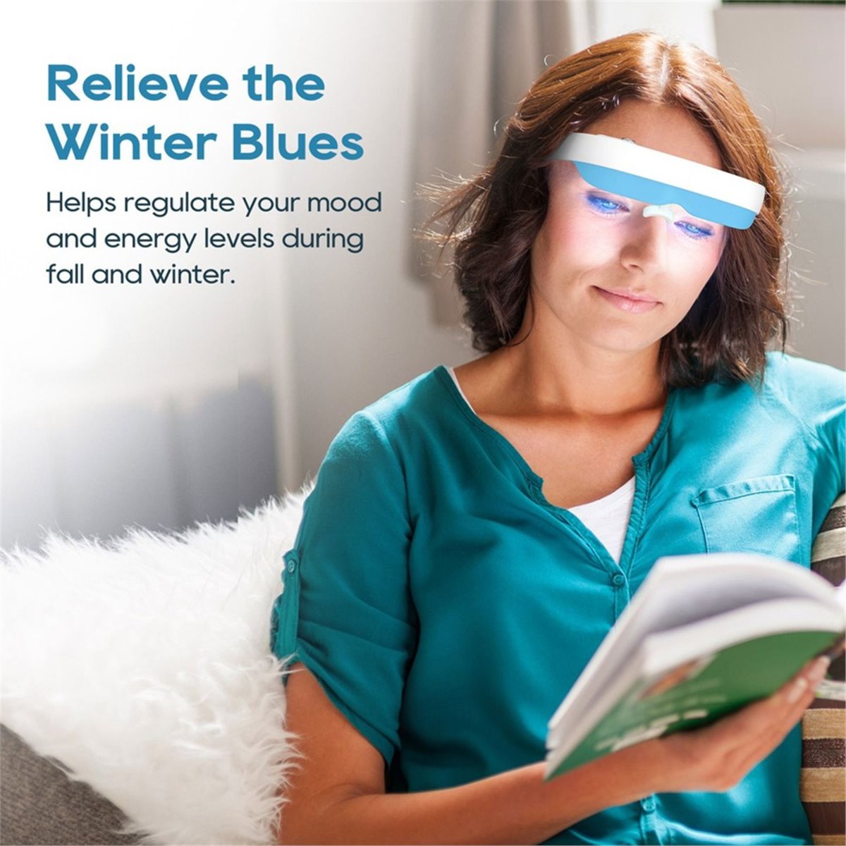 Light Therapy Glasses - แว่นตาบำบัดด้วยแสง DT75BG โคมไฟบำบัดแบบสวมใส่ แสงสีขาว สำหรับปัญหาการนอนหลับ ความผิดปกติของอารมณ์ตามฤดูกาล
