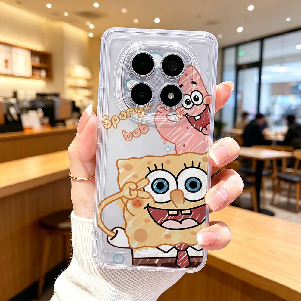 Xiaomi Poco X6 - เคสโทรศัพท์ใสลายการ์ตูนสปอนจ์บ็อบน่ารักสำหรับ Xiaomi POCO X7 X6 X5
