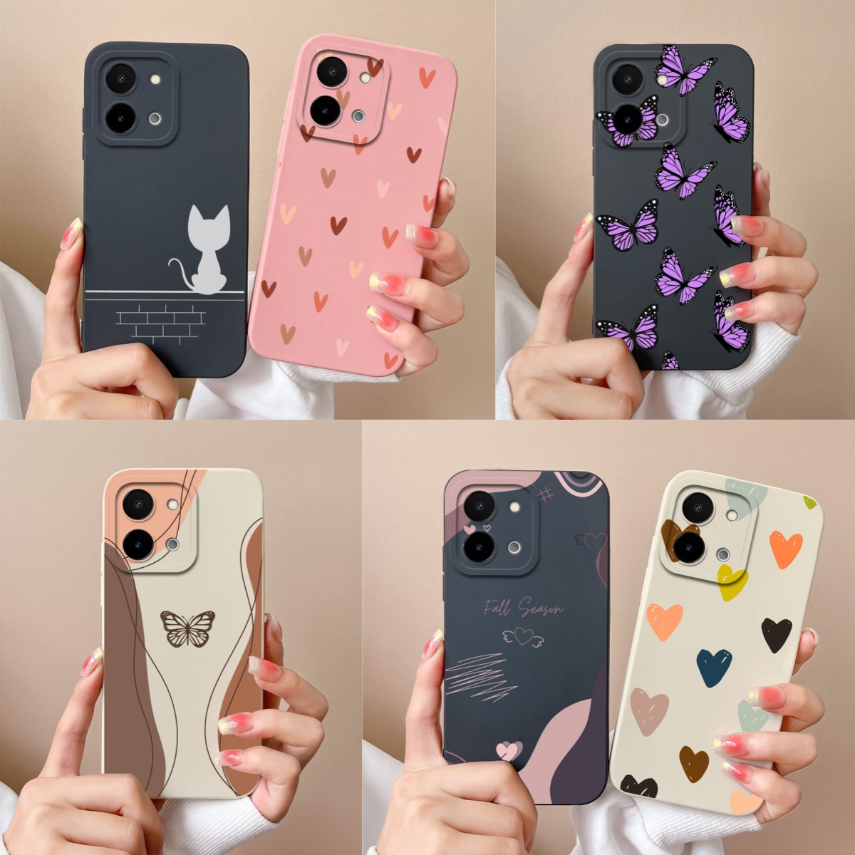 Vivo Y28 - สําหรับVivo Y28 Y28Sกรณีผีเสื้อเรียบง่ายคุณภาพสูงซิลิโคนเหลวปกหลังสําหรับVivo Y 28 4G