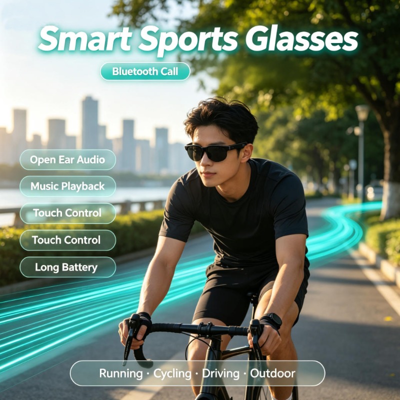 Smart Glasses Lens - แว่นตากีฬาอัจฉริยะ ระบบเสียงแบบเปิดหู รองรับการโทรผ่านบลูทูธ ควบคุมด้วยระบบสัมผัส เล่นเพลงได้ แบตเตอรี่ใช้งานได้นาน
