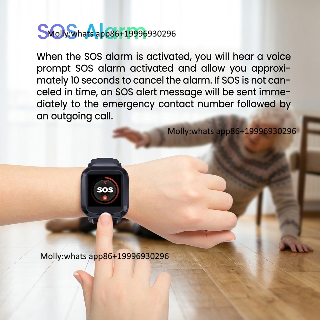 Fall Detection Watch - นาฬิกาอัจฉริยะสำหรับผู้สูงอายุ พร้อมระบบติดตาม GPS 4G ตรวจวัดอัตราการเต้นของหัวใจ ตรวจจับการล้ม