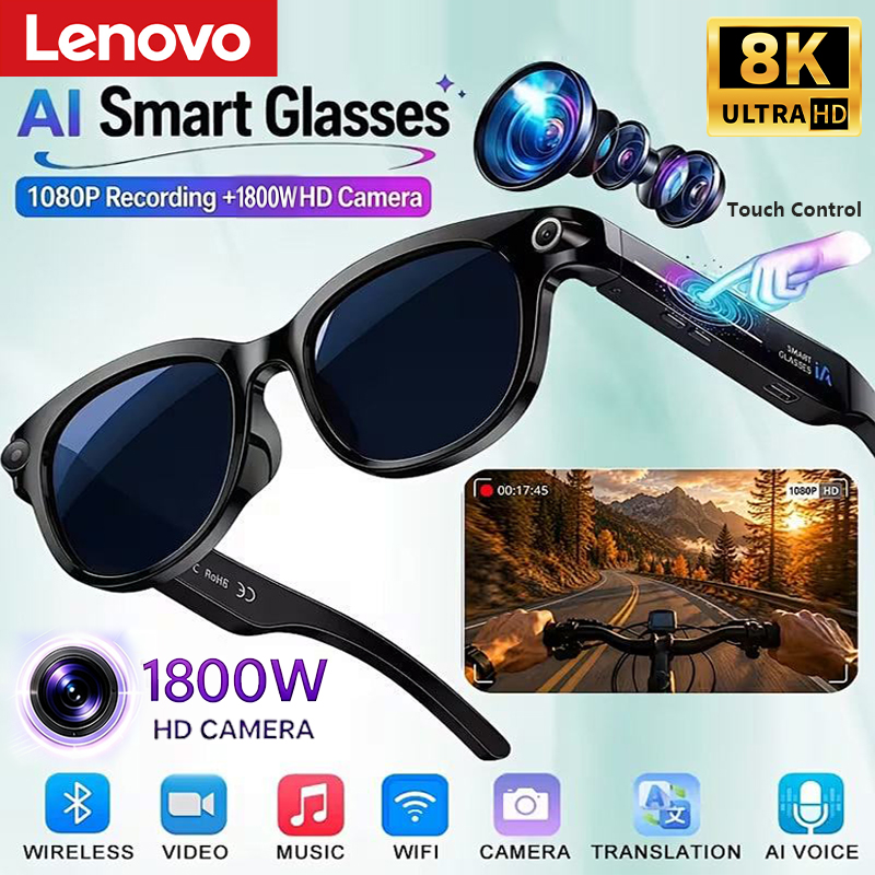 Smart Glasses Lens - แว่นตาอัจฉริยะ Lenovo 8K 1800W AI รองรับการโทรแบบแฮนด์ฟรี