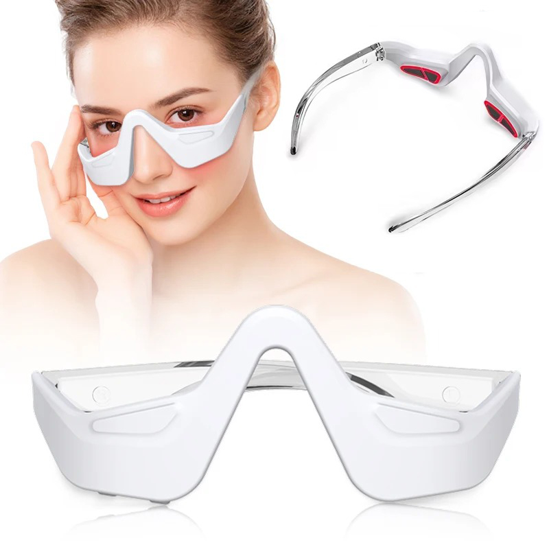 Light Therapy Glasses - อุปกรณ์บำบัดด้วยแสงสีแดงใต้ตา, แว่นตาบำบัดด้วยแสงสีแดงสำหรับดวงตา, เครื่องนวดตาแบบน้ำหนักเบาสำหรับรอยคล้ำและอาการบวม